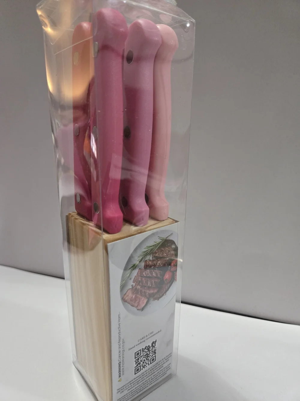 Pink Shades Steak Knife Set with Block - Holder